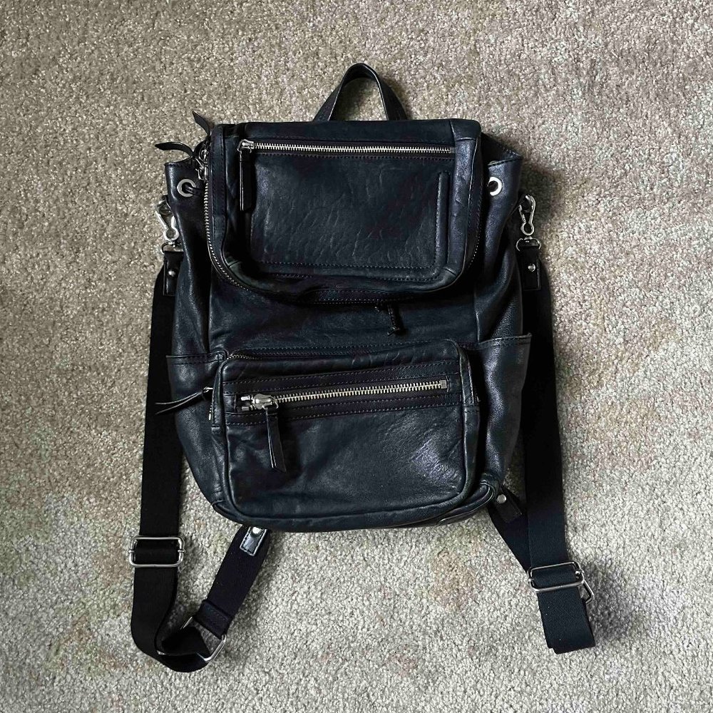 Vince Camuto Black Leather Backpack